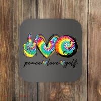 Funny Tie Dye Golf Lovers Peace Love Golf Gift Coaster thumb 0