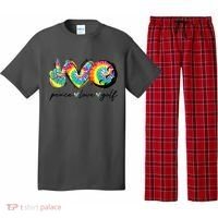 Funny Tie Dye Golf Lovers Peace Love Golf Gift Pajama Set thumb 0