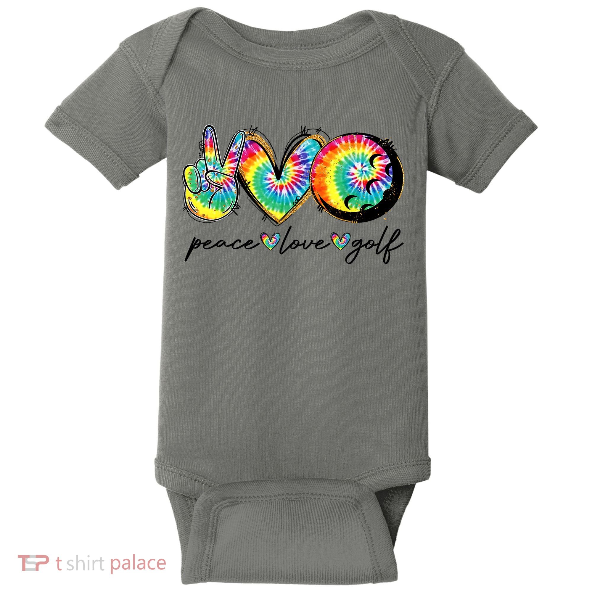 Funny Tie Dye Golf Lovers Peace Love Golf Gift Baby Bodysuit