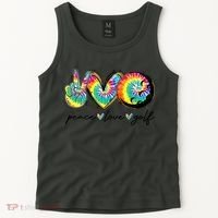 Funny Tie Dye Golf Lovers Peace Love Golf Gift Tank Top thumb 2