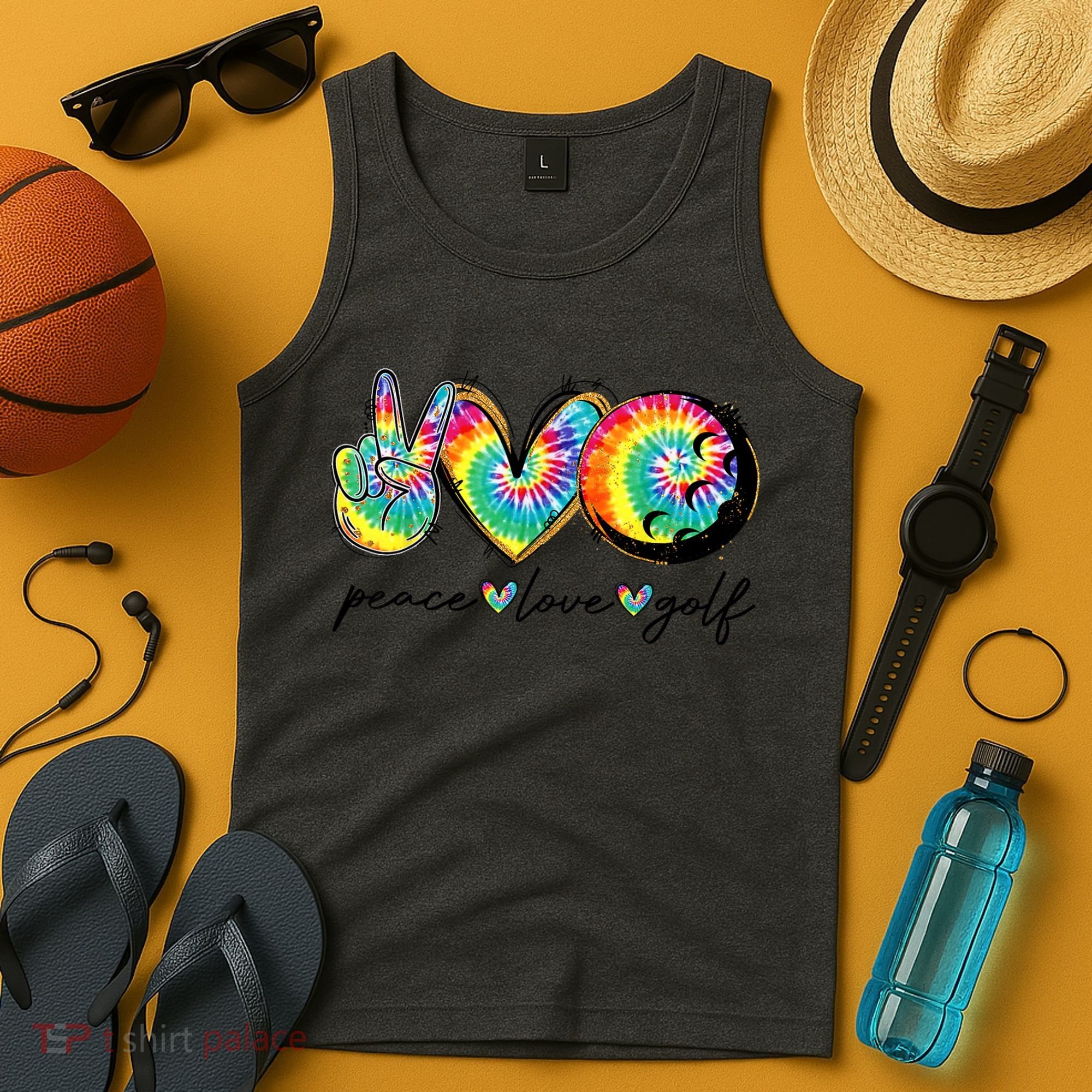 Funny Tie Dye Golf Lovers Peace Love Golf Gift Tank Top