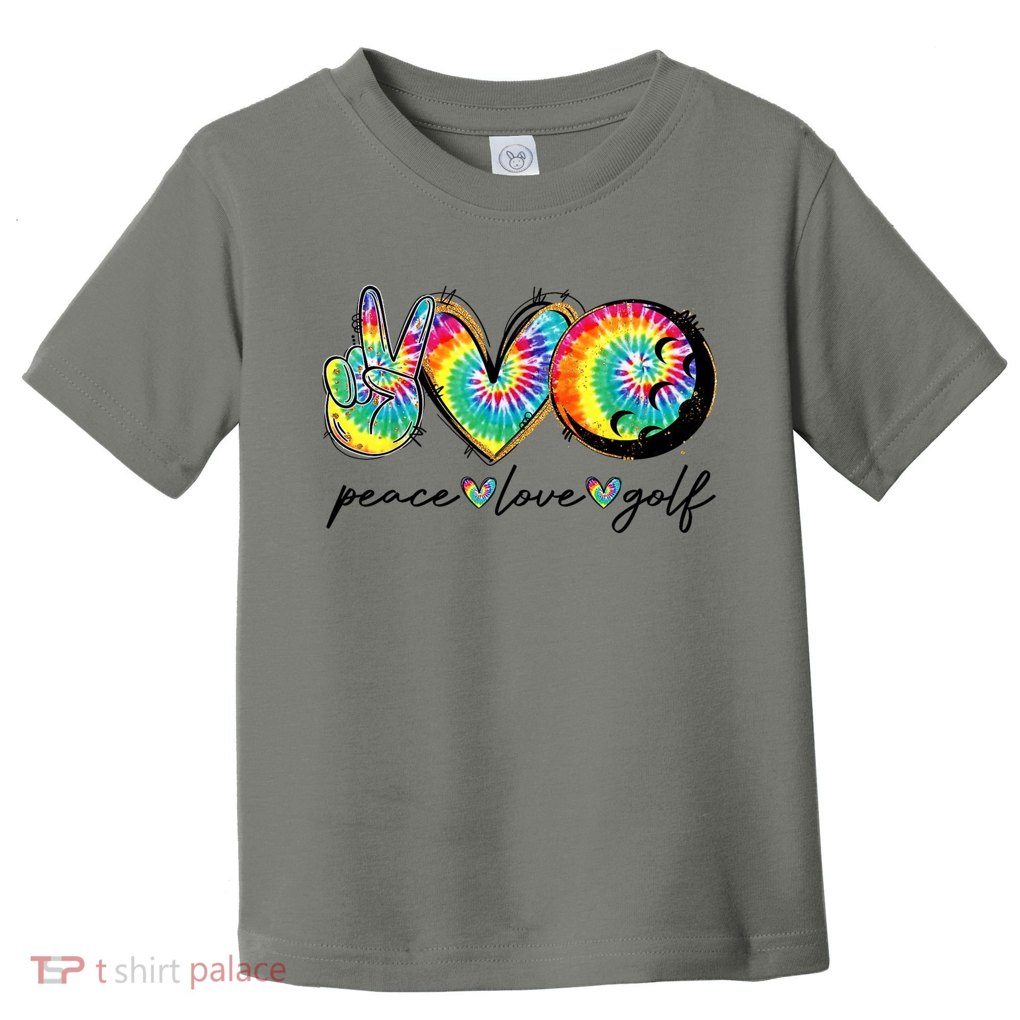 Funny Tie Dye Golf Lovers Peace Love Golf Gift Toddler T-Shirt