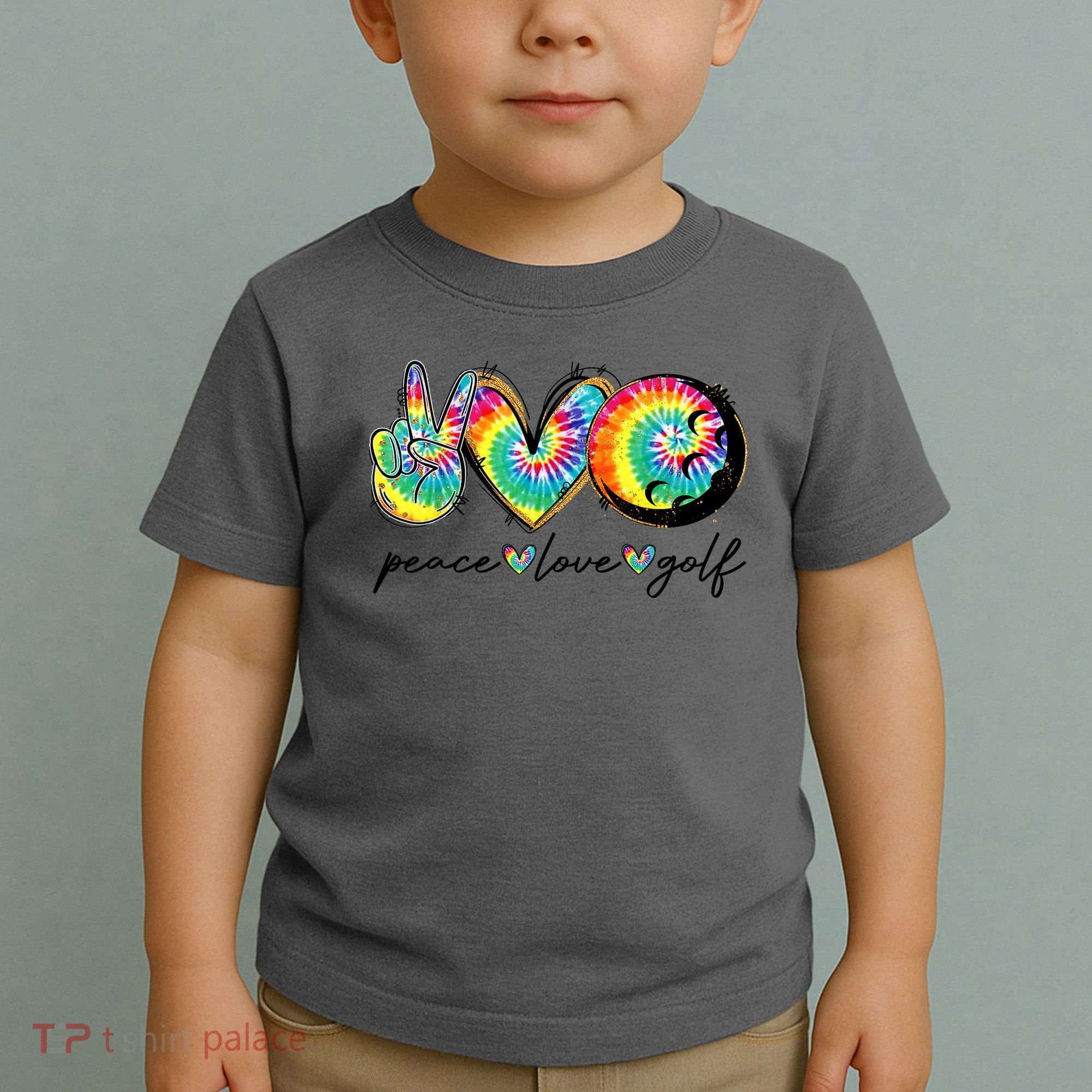 Funny Tie Dye Golf Lovers Peace Love Golf Gift Toddler T-Shirt