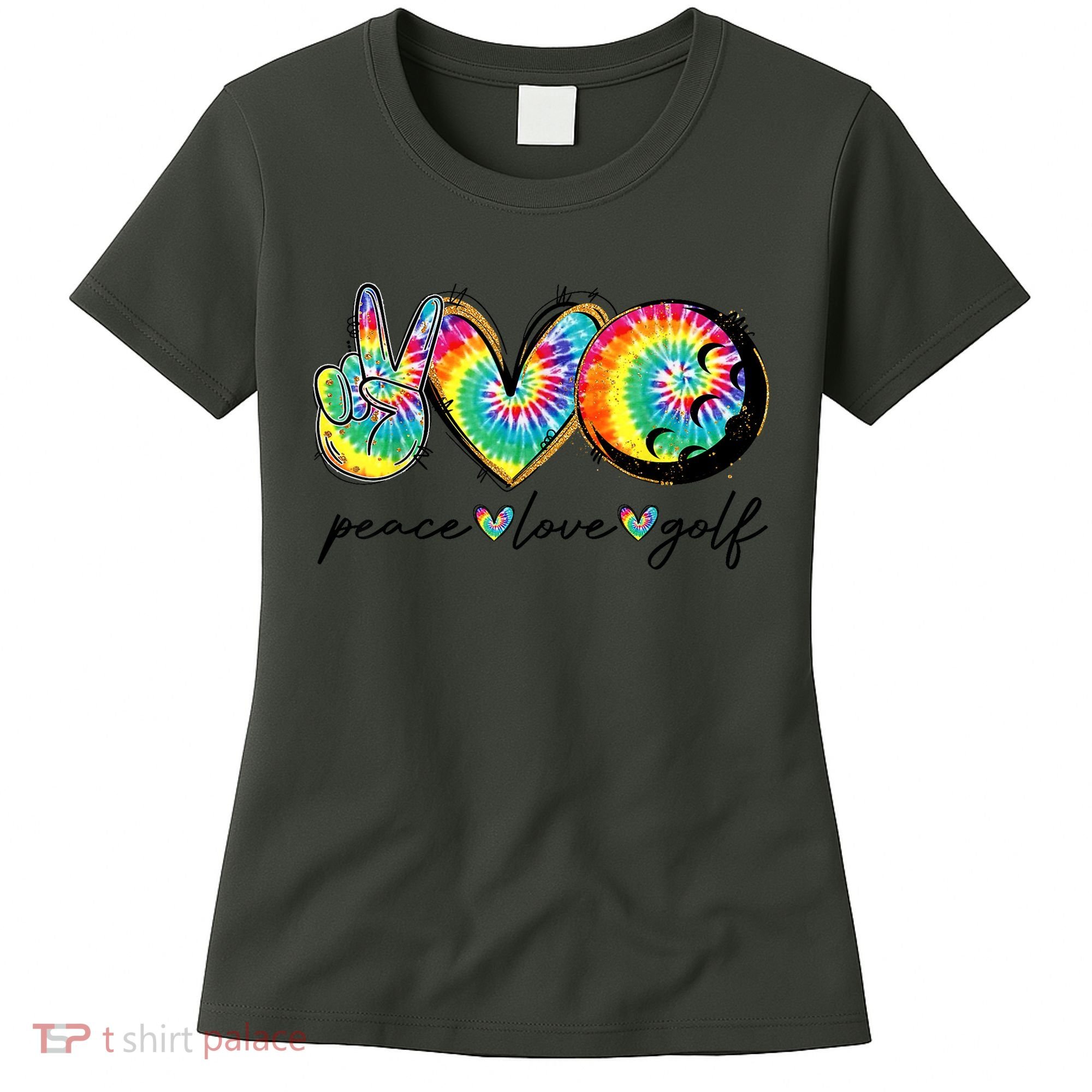 Funny Tie Dye Golf Lovers Peace Love Golf Gift Women's T-Shirt