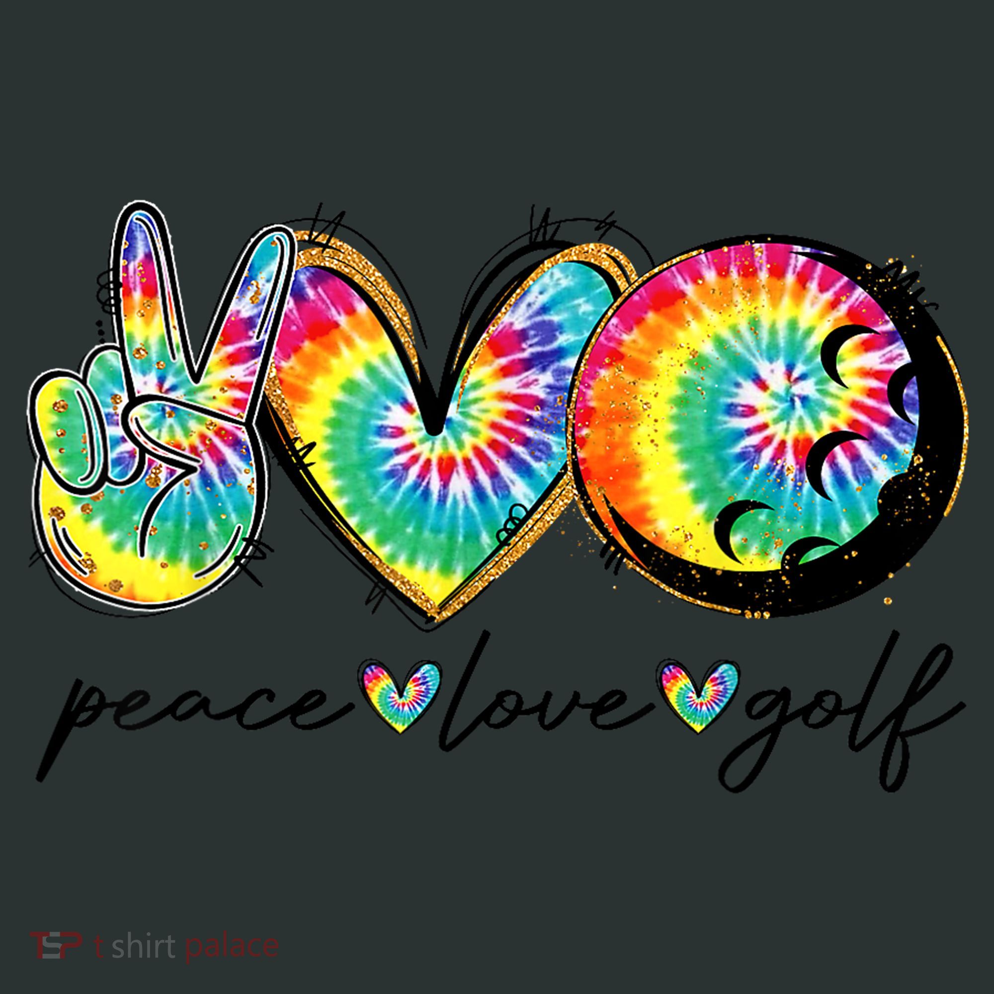 Funny Tie Dye Golf Lovers Peace Love Golf Gift Women's T-Shirt