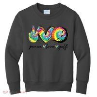 Funny Tie Dye Golf Lovers Peace Love Golf Gift Kids Sweatshirt thumb 0