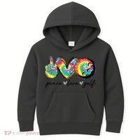 Funny Tie Dye Golf Lovers Peace Love Golf Gift Kids Hoodie thumb 0