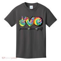 Funny Tie Dye Golf Lovers Peace Love Golf Gift Kids T-Shirt thumb 0
