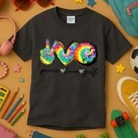 Funny Tie Dye Golf Lovers Peace Love Golf Gift Kids T-Shirt thumb 3
