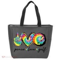 Funny Tie Dye Golf Lovers Peace Love Golf Gift Tote Bag thumb 0