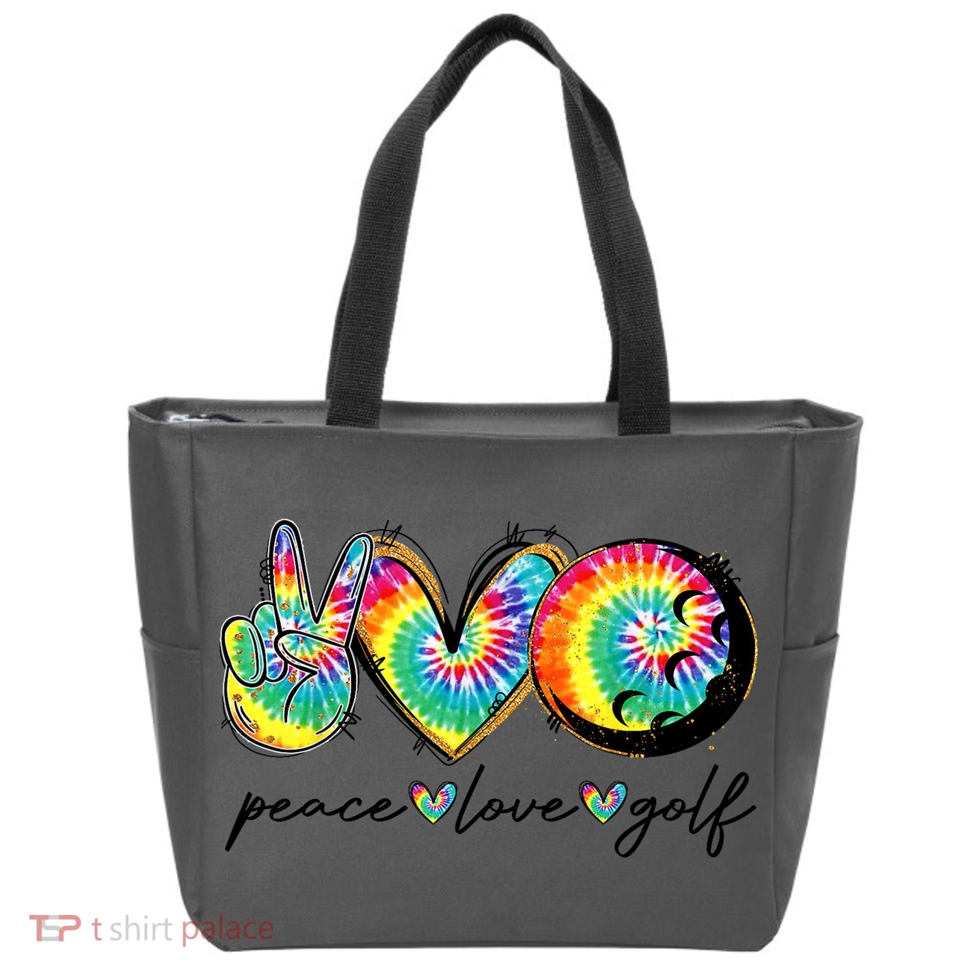 Funny Tie Dye Golf Lovers Peace Love Golf Gift Tote Bag