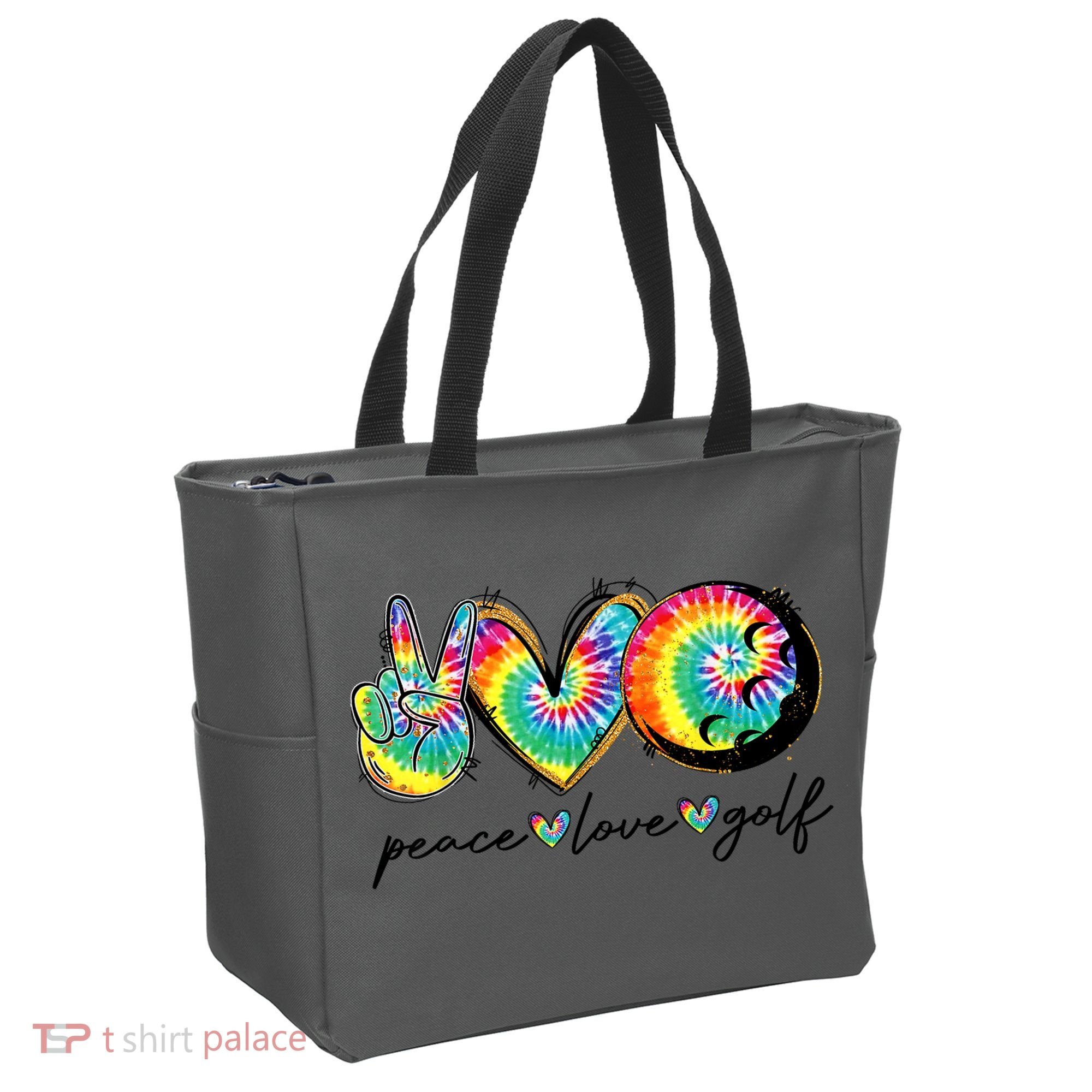 Funny Tie Dye Golf Lovers Peace Love Golf Gift Tote Bag