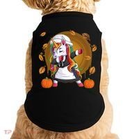 Funny Thanksgiving Dabbing Unicorn Pilgrim Doggie Tank thumb 0