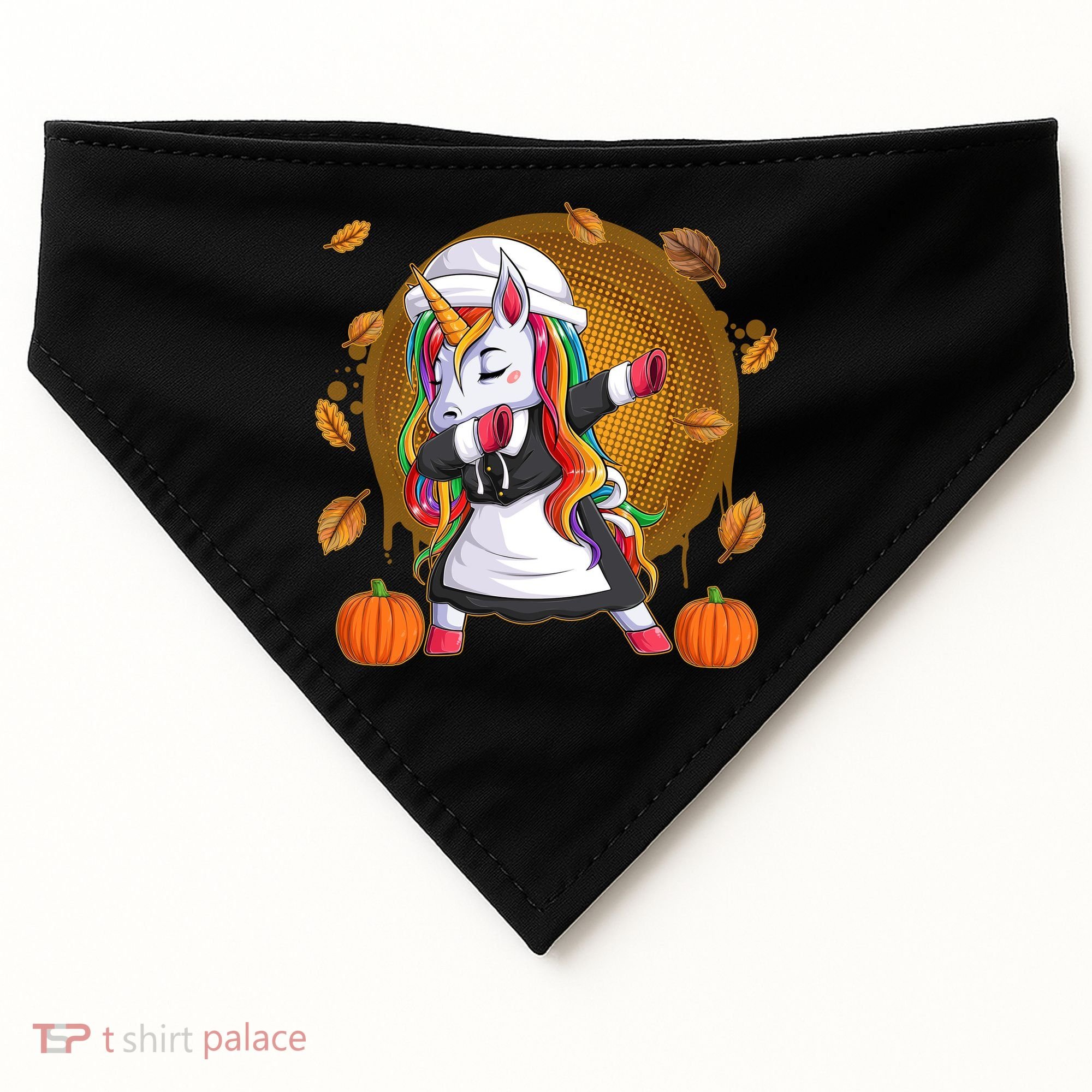Funny Thanksgiving Dabbing Unicorn Pilgrim USA-Made Doggie Bandana