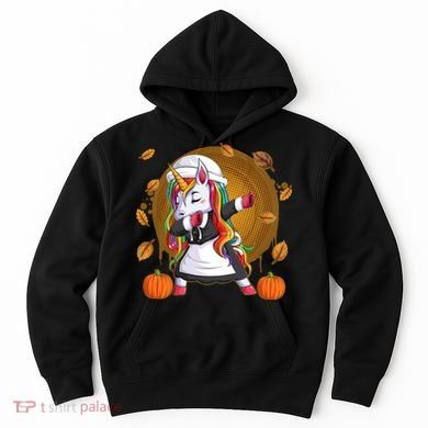 Funny Thanksgiving Dabbing Unicorn Pilgrim Hoodie
