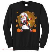Funny Thanksgiving Dabbing Unicorn Pilgrim Sweatshirt thumb 0