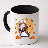 Funny Thanksgiving Dabbing Unicorn Pilgrim Coffee Mug thumb 0