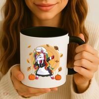 Funny Thanksgiving Dabbing Unicorn Pilgrim Coffee Mug thumb 3