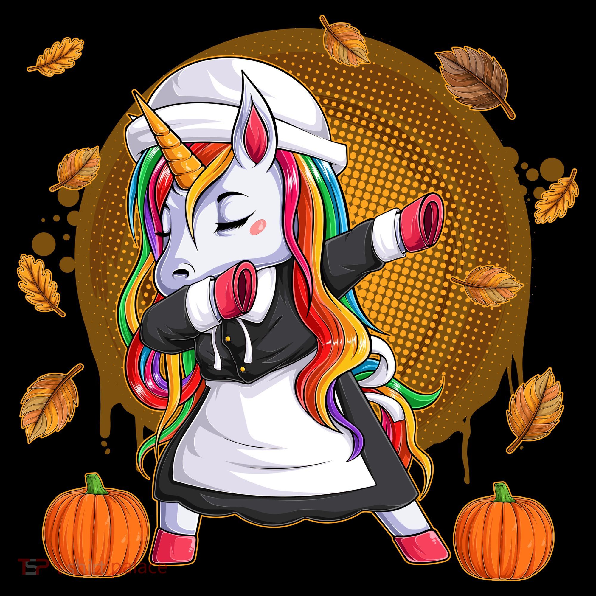 Funny Thanksgiving Dabbing Unicorn Pilgrim Women's Hoodie