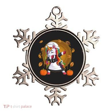 Funny Thanksgiving Dabbing Unicorn Pilgrim Ornament
