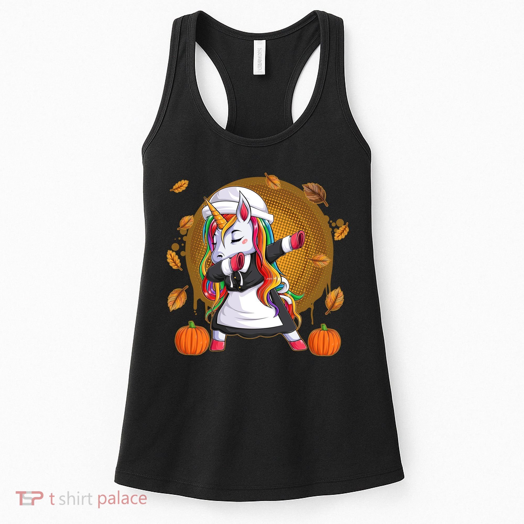 Funny Thanksgiving Dabbing Unicorn Pilgrim Women's Tank Top