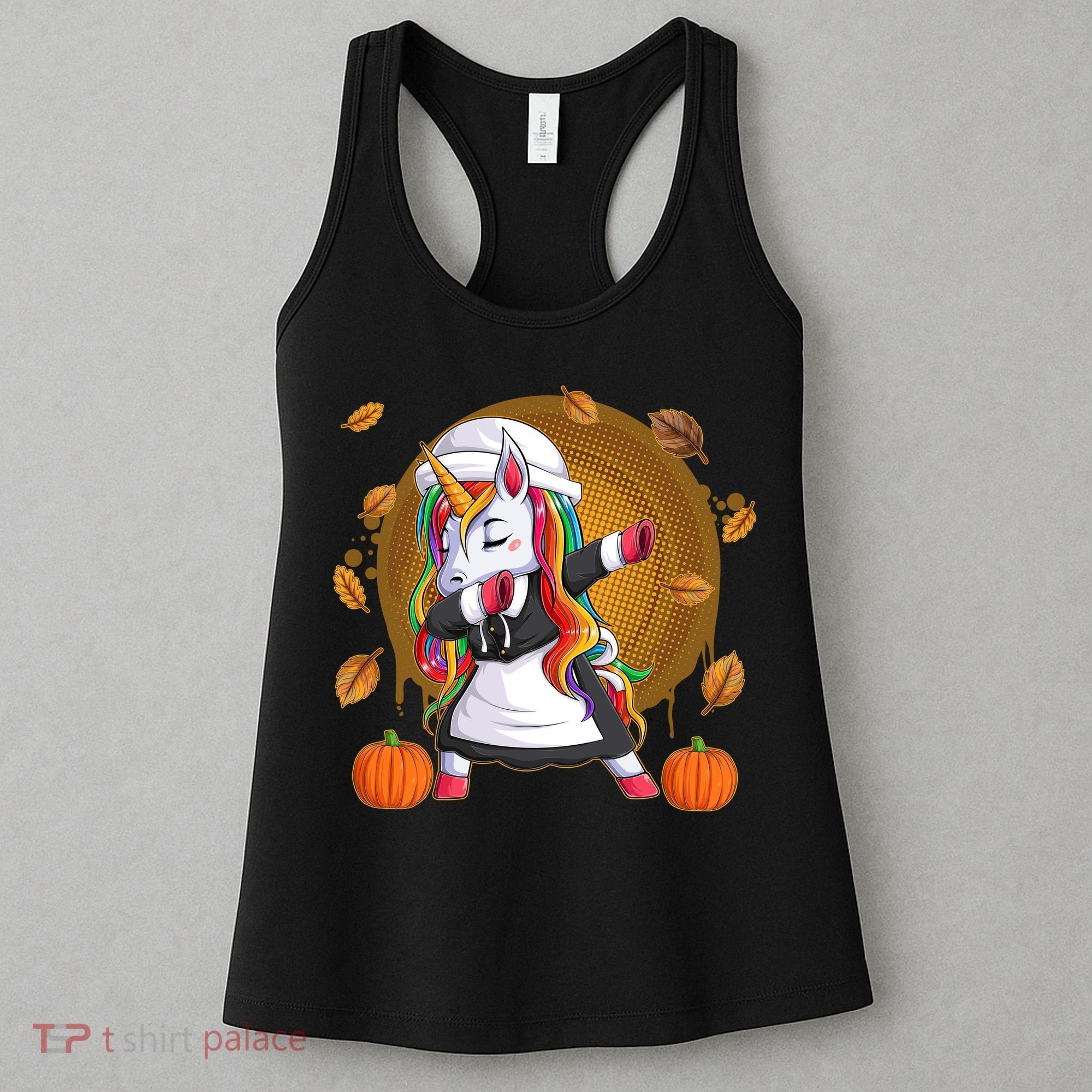 Funny Thanksgiving Dabbing Unicorn Pilgrim Women's Tank Top