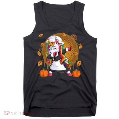Funny Thanksgiving Dabbing Unicorn Pilgrim Tank Top