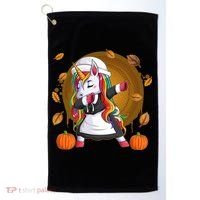 Funny Thanksgiving Dabbing Unicorn Pilgrim Golf Towel thumb 0