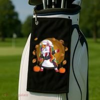 Funny Thanksgiving Dabbing Unicorn Pilgrim Golf Towel thumb 2