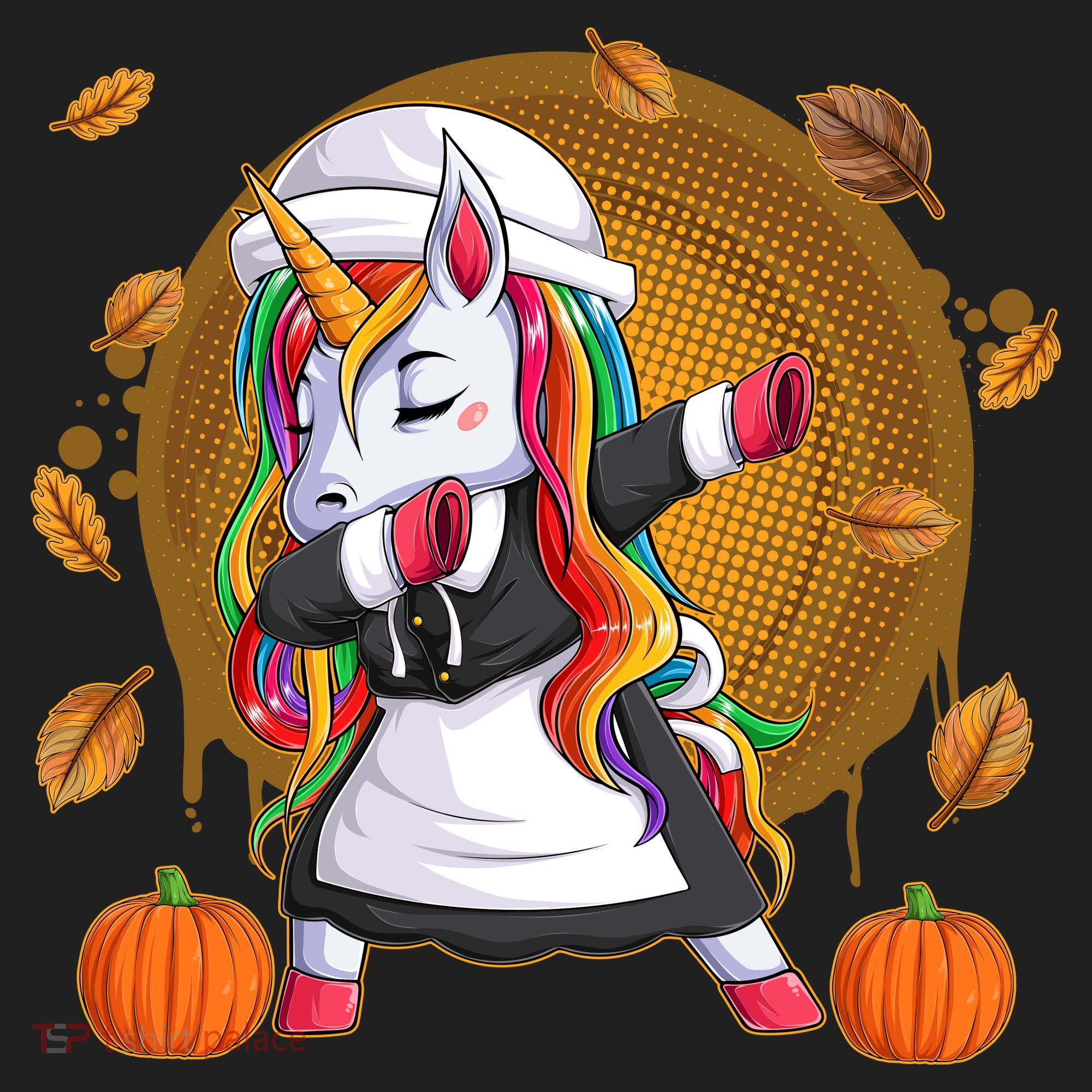 Funny Thanksgiving Dabbing Unicorn Pilgrim Golf Towel