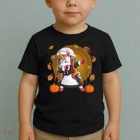 Funny Thanksgiving Dabbing Unicorn Pilgrim Toddler T-Shirt thumb 2