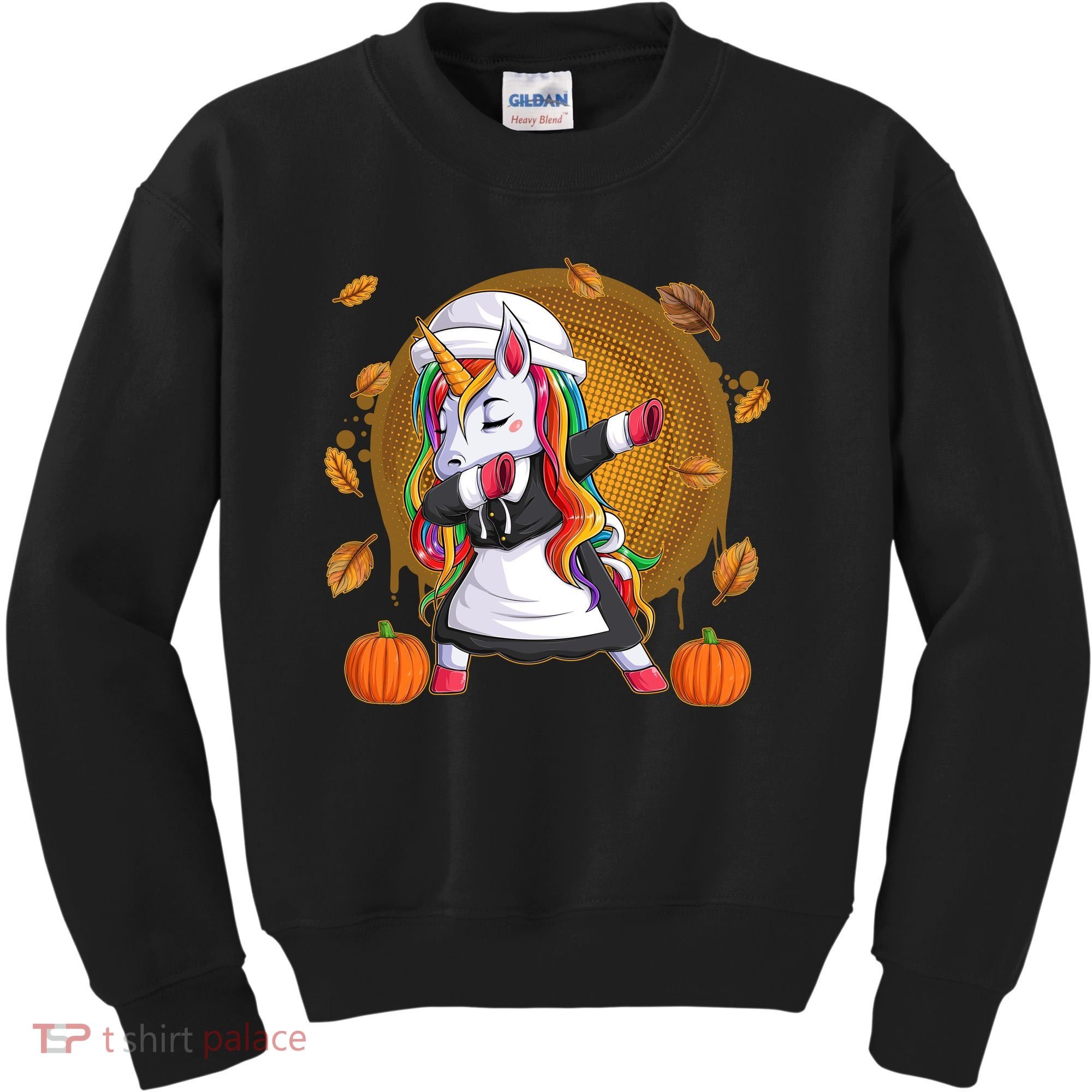 Funny Thanksgiving Dabbing Unicorn Pilgrim Kids Sweatshirt