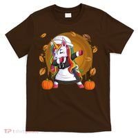 Funny Thanksgiving Dabbing Unicorn Pilgrim T-Shirt thumb 0