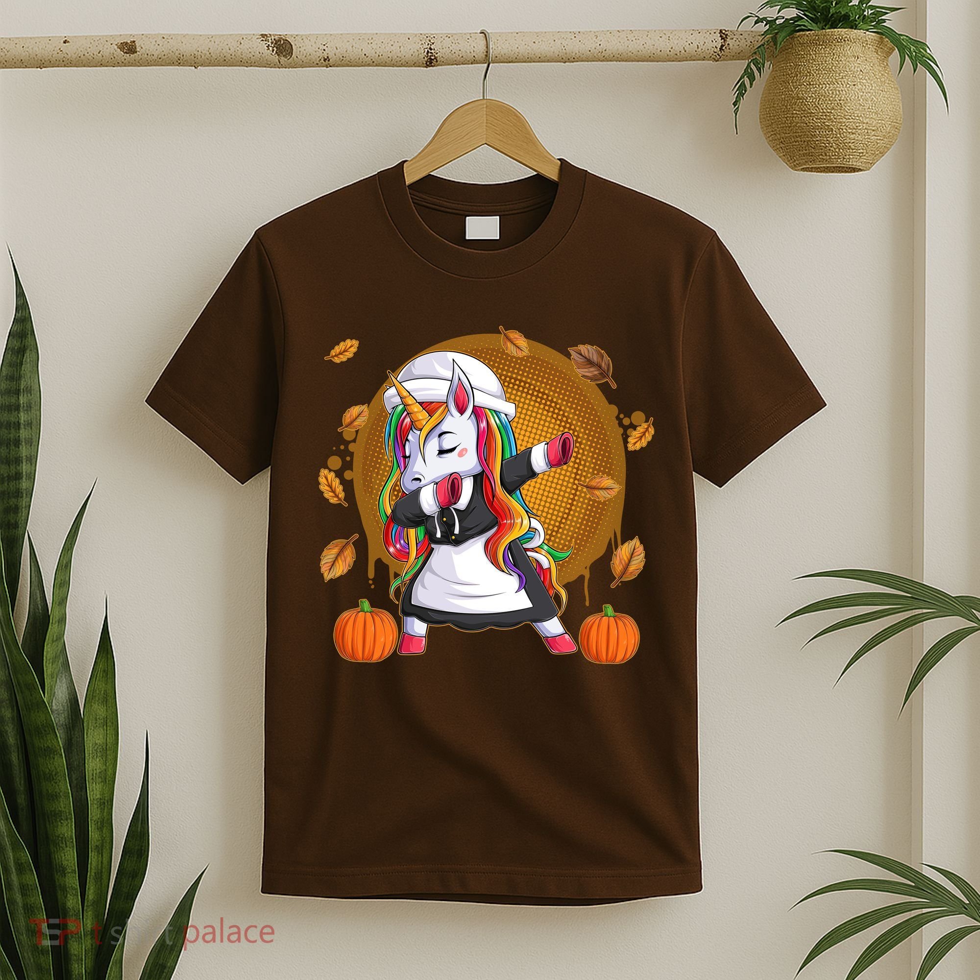 Funny Thanksgiving Dabbing Unicorn Pilgrim T-Shirt