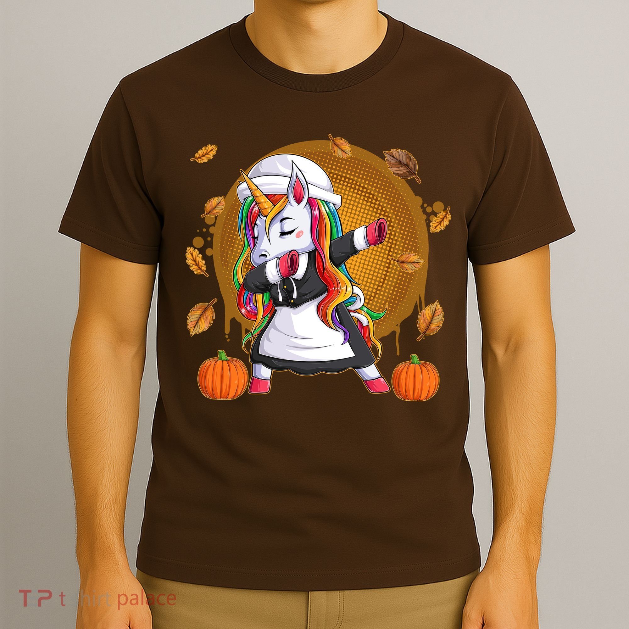 Funny Thanksgiving Dabbing Unicorn Pilgrim T-Shirt