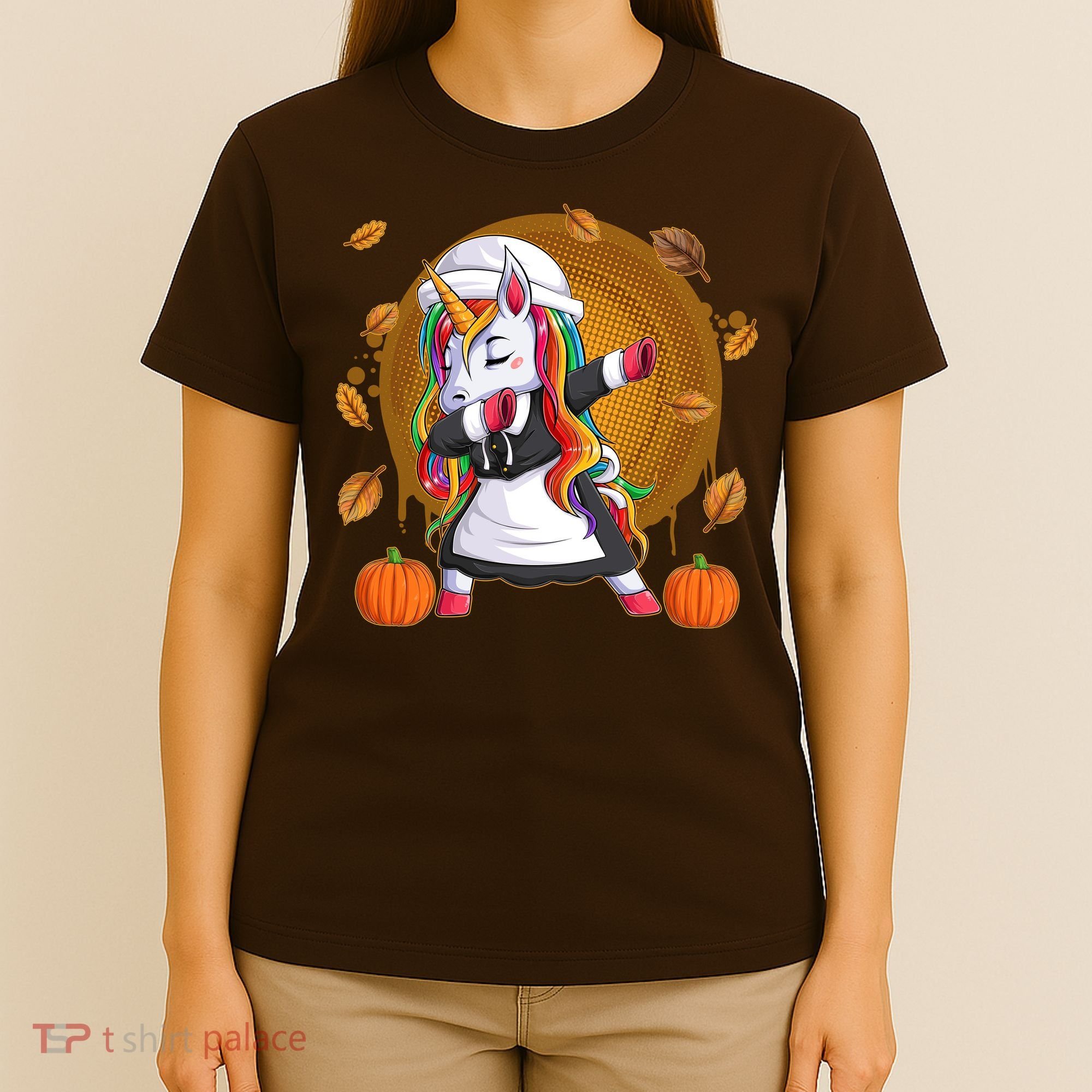 Funny Thanksgiving Dabbing Unicorn Pilgrim T-Shirt