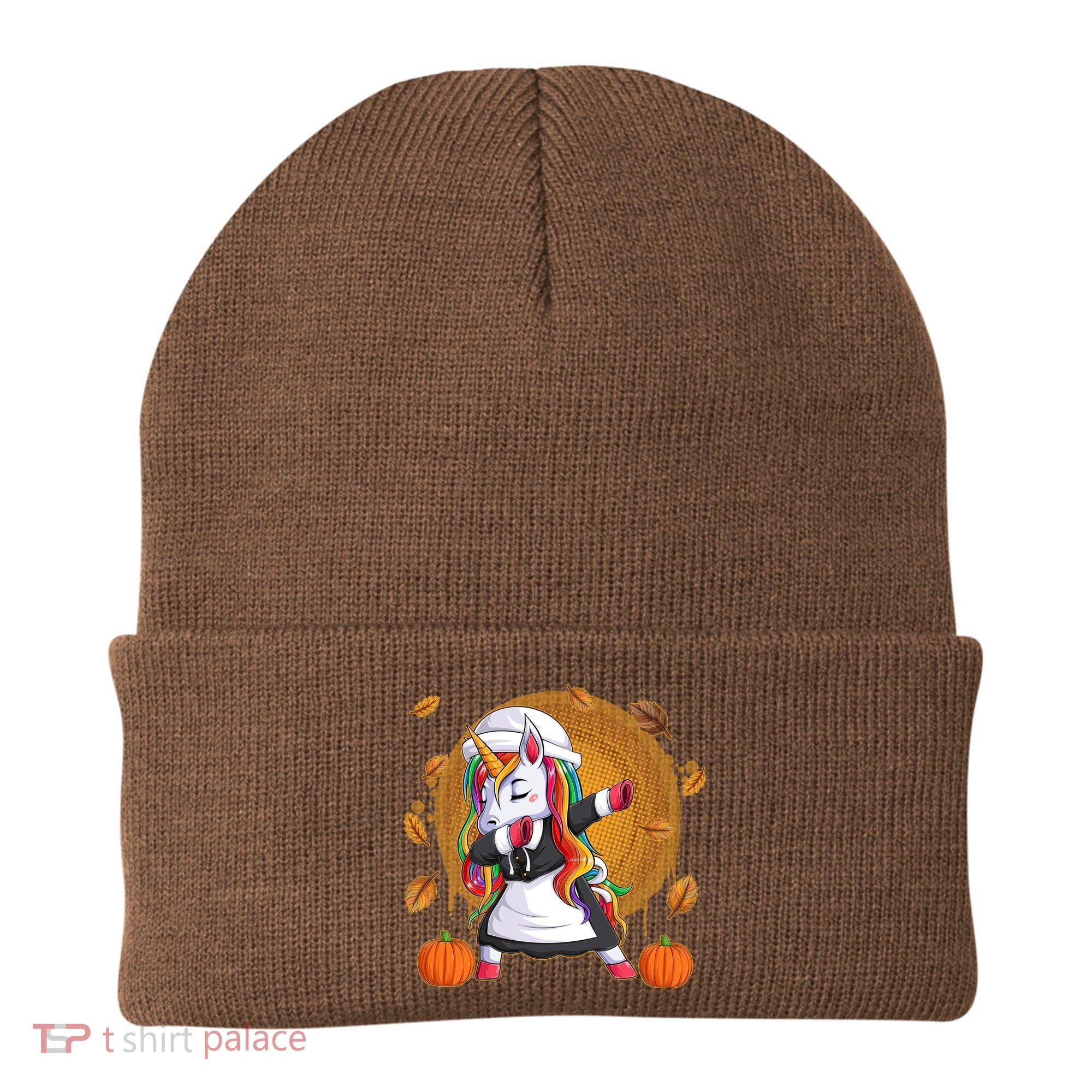Funny Thanksgiving Dabbing Unicorn Pilgrim Beanie