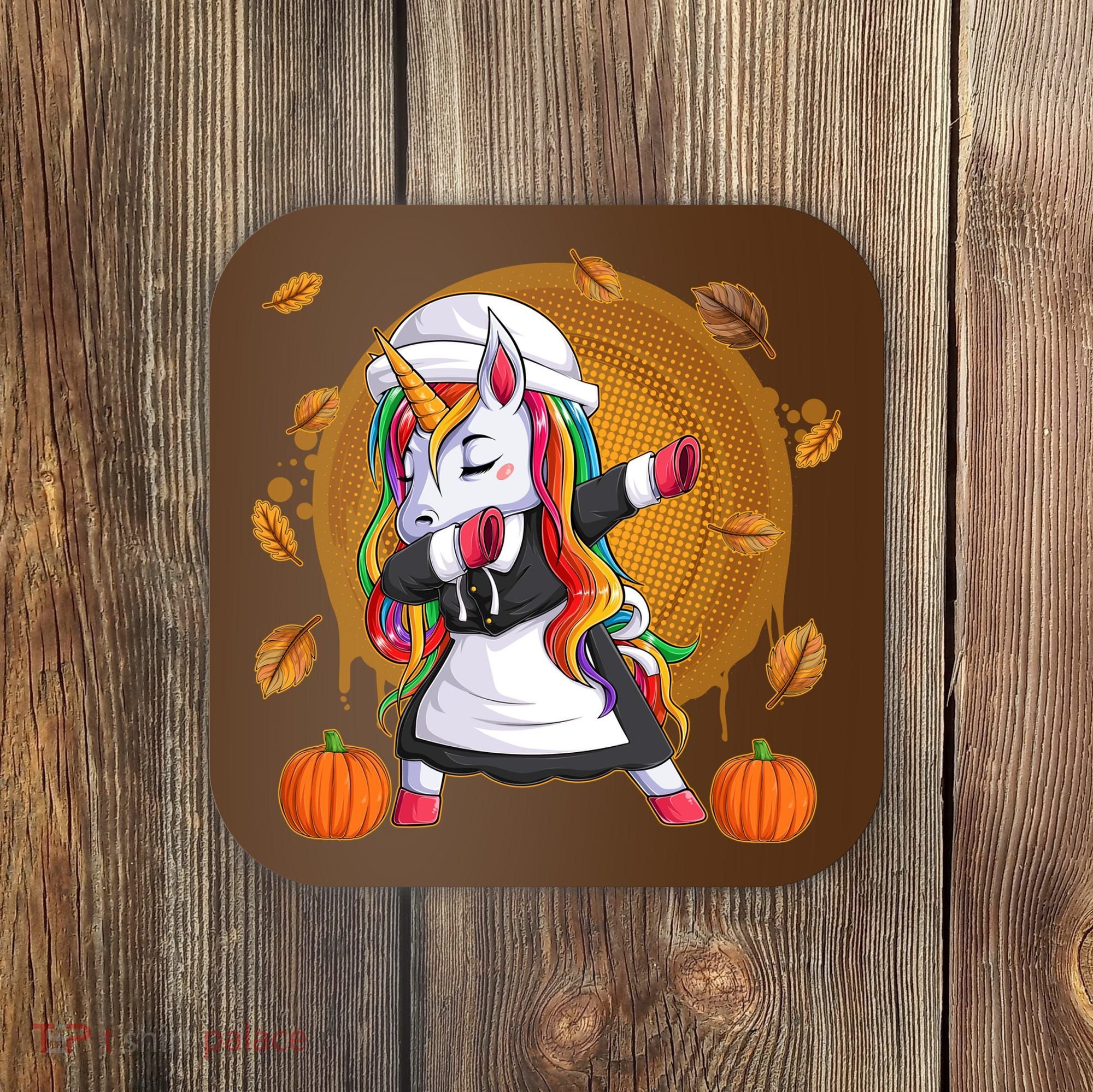 Funny Thanksgiving Dabbing Unicorn Pilgrim Coaster