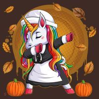 Funny Thanksgiving Dabbing Unicorn Pilgrim Coaster thumb 2
