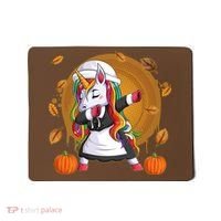 Funny Thanksgiving Dabbing Unicorn Pilgrim Mousepad thumb 0