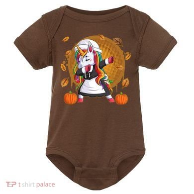 Funny Thanksgiving Dabbing Unicorn Pilgrim Baby Bodysuit