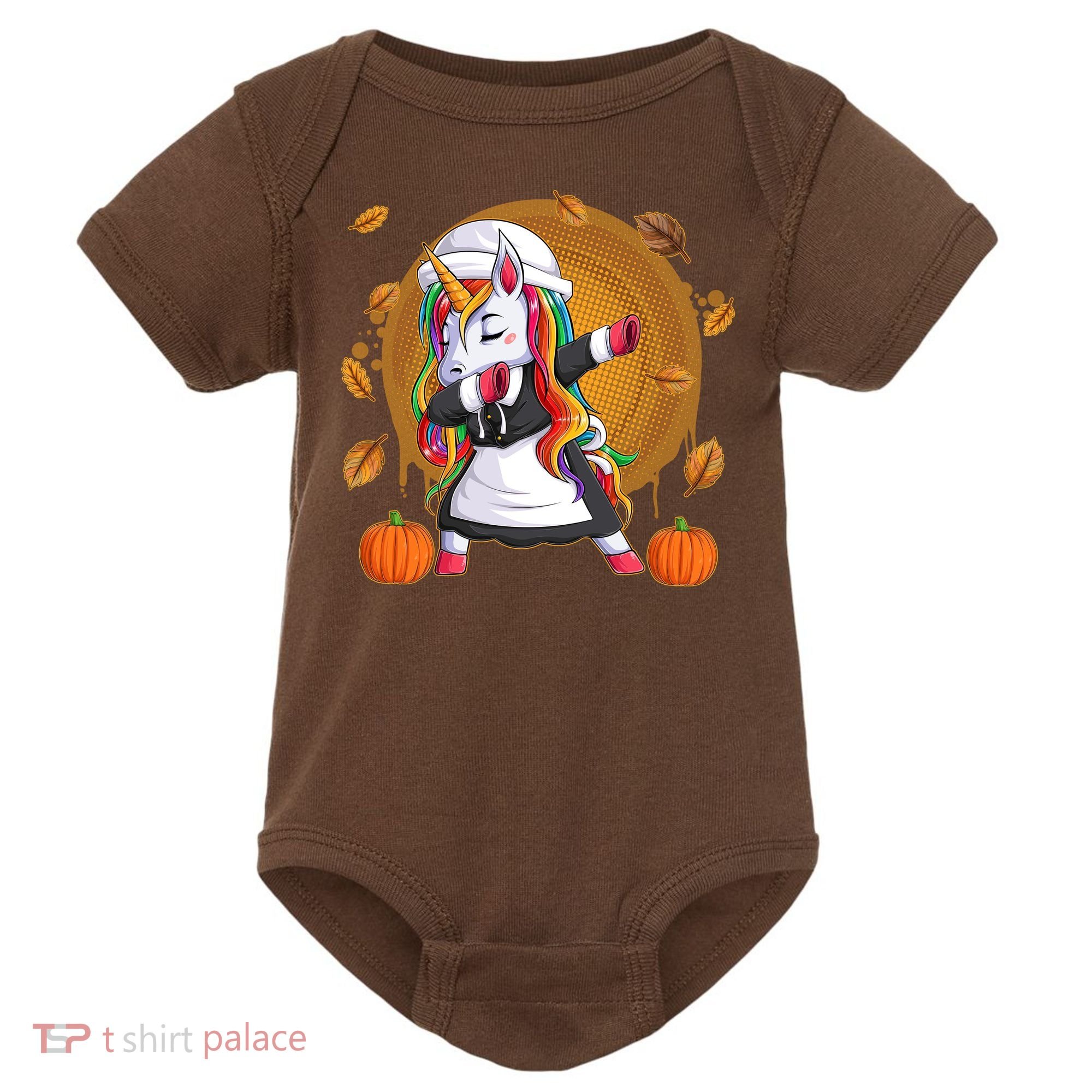 Funny Thanksgiving Dabbing Unicorn Pilgrim Baby Bodysuit