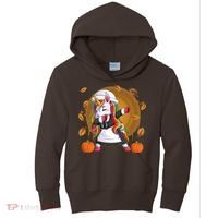 Funny Thanksgiving Dabbing Unicorn Pilgrim Kids Hoodie thumb 0