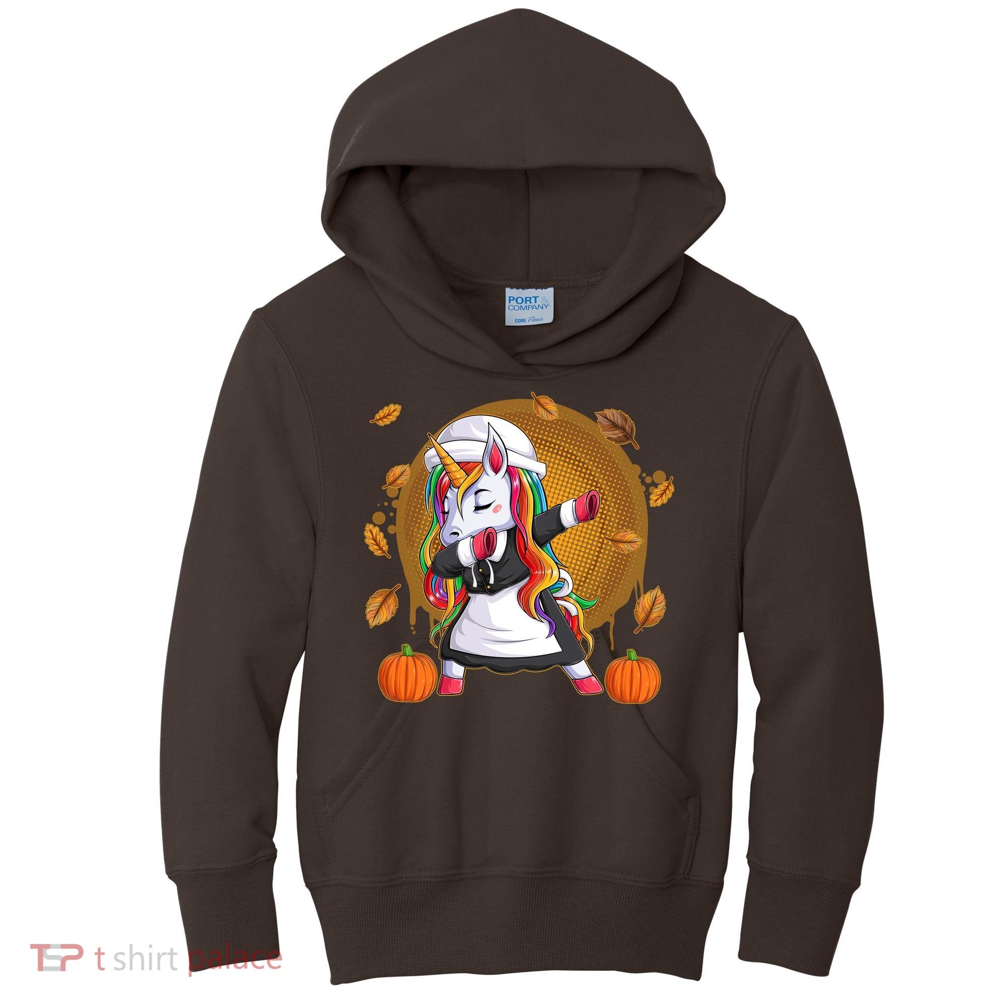Funny Thanksgiving Dabbing Unicorn Pilgrim Kids Hoodie