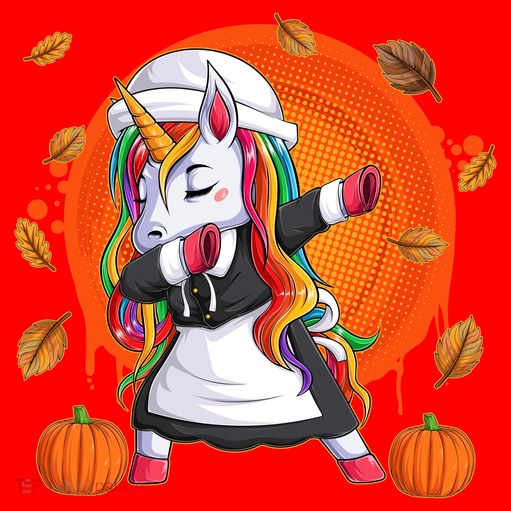 Funny Thanksgiving Dabbing Unicorn Pilgrim Santa Hat