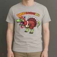Funny Turkeysaurusrex Dinosaur In Turkey Costume T-Shirt thumb 3
