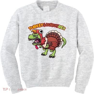 Funny Turkeysaurusrex Dinosaur In Turkey Costume Kids Sweatshirt