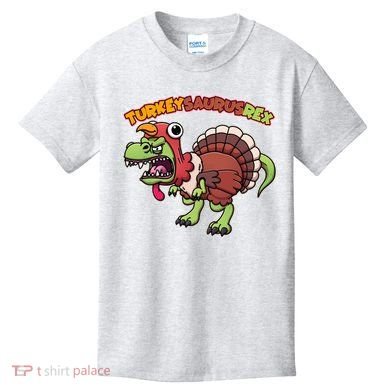 Funny Turkeysaurusrex Dinosaur In Turkey Costume Kids T-Shirt
