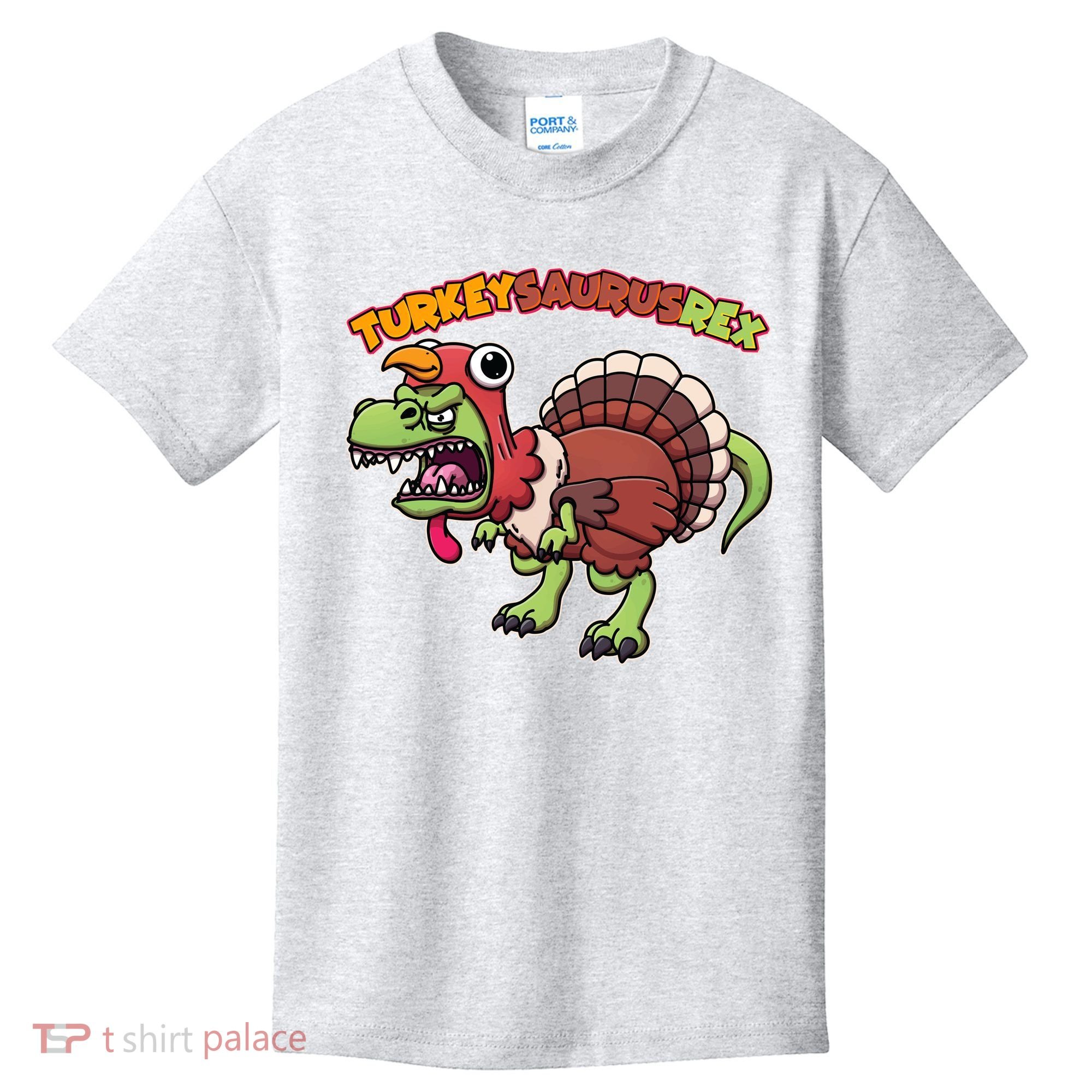 Funny Turkeysaurusrex Dinosaur In Turkey Costume Kids T-Shirt