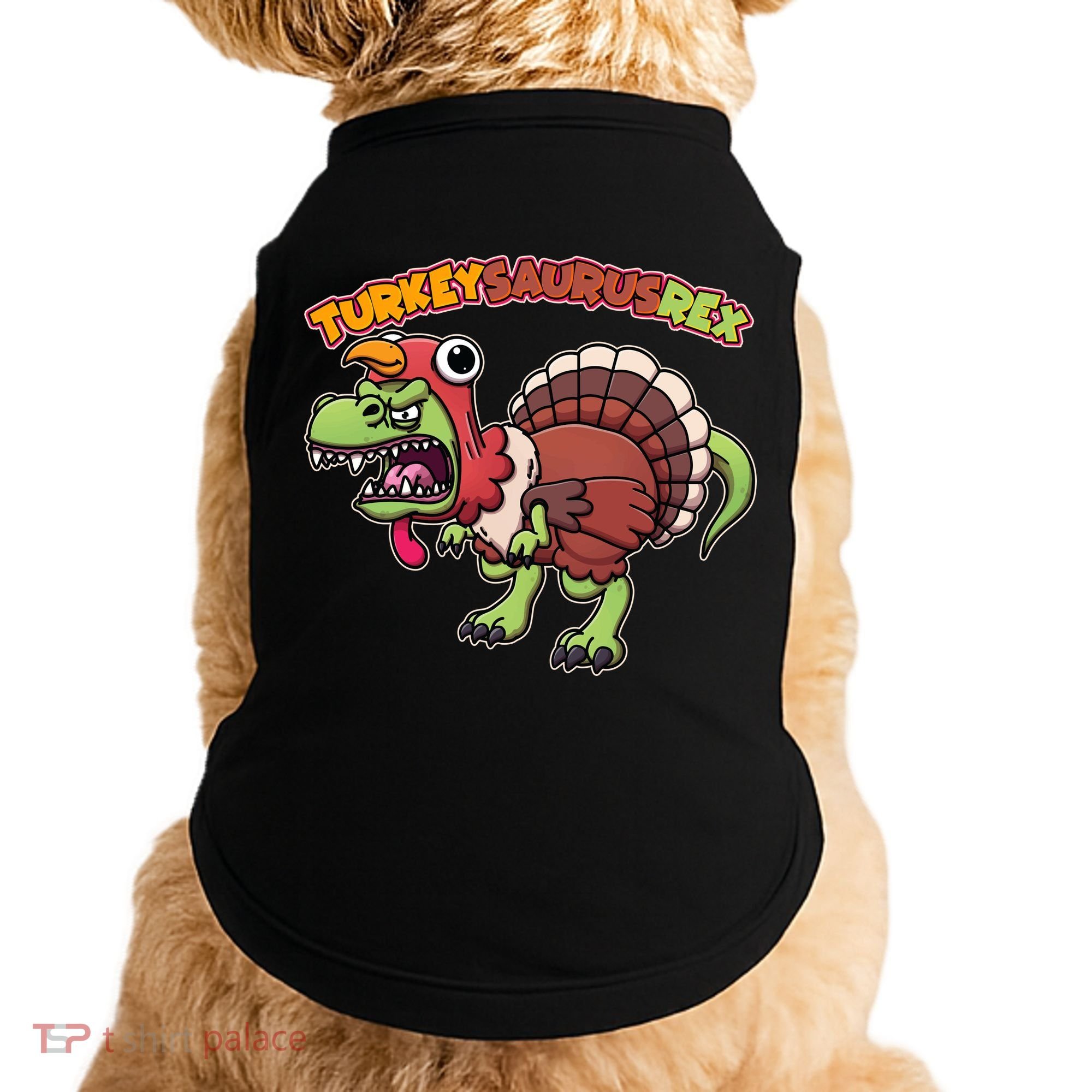 Funny Turkeysaurusrex Dinosaur In Turkey Costume Doggie Tank